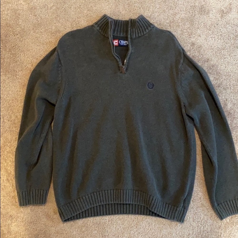 Chaps quarter zip green sweater